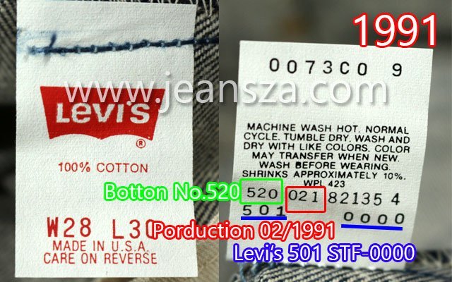 Levi's Care instruction label 1991