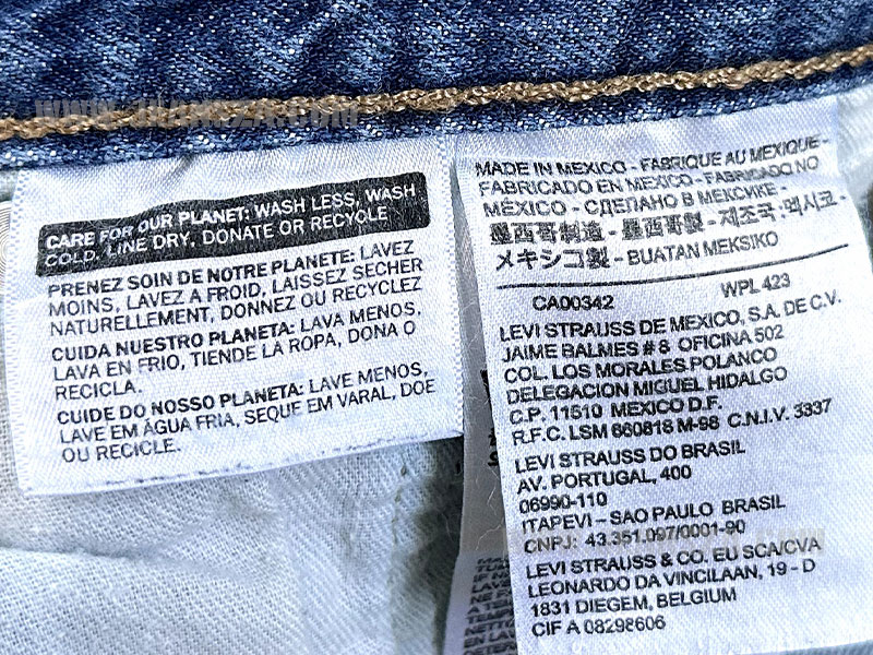 ป้าย Care Levi's 501 มือสองของแท้ Mexico