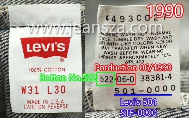 Levi's Care instruction label 1990