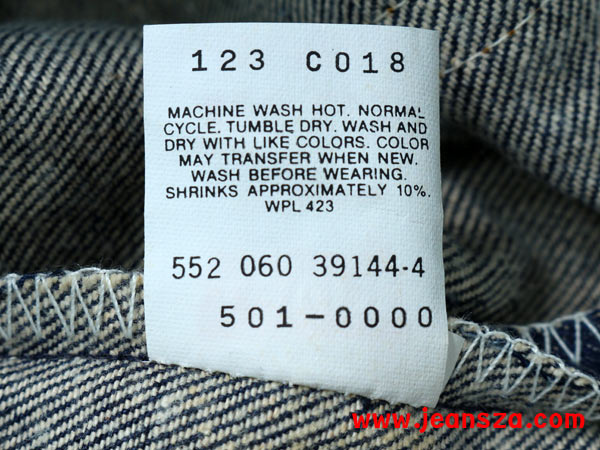 Levi's 501 Care Instruction