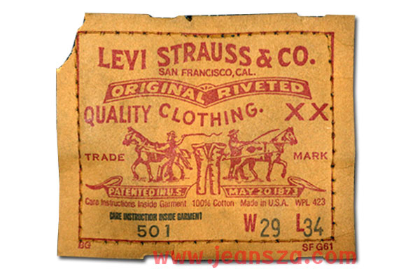 ปี 1987 ป้ายปะเก็น Levi's 501 (ริมโพ้ง) กระดุมตอก 501 (ป้ายนี้จะเรียกกันว่า 